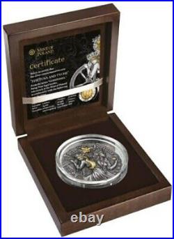 2021 Goddesses Tyche & Fortuna 2 oz Silver Antiqued with Selective Gold Gild