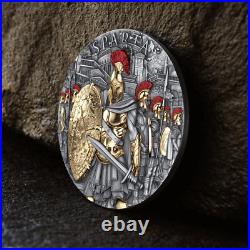 2023 Niue Sparta 2oz Silver Antiqued Gilded High Relief Coin