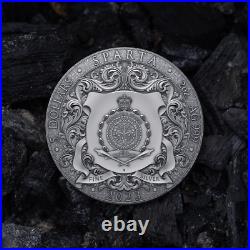 2023 Niue Sparta 2oz Silver Antiqued Gilded High Relief Coin