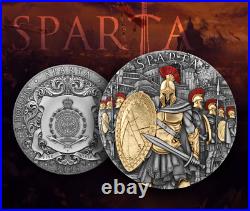 2023 Niue Sparta 2oz Silver Antiqued Gilded High Relief Coin with Mintage of 500