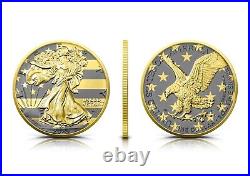 2024 ASE 1OZ Silver Coin Golden Ring Edition with Ruthenium & Gold Gild