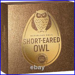 2024 Niue Marvelous Owls Short-eared Owl 1 oz Silver Antiqued Gold Gilded Coin