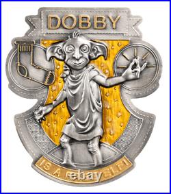 2024 Samoa Harry Potter Dobby A Free Elf 2 oz Silver Antiqued Gilded Coin
