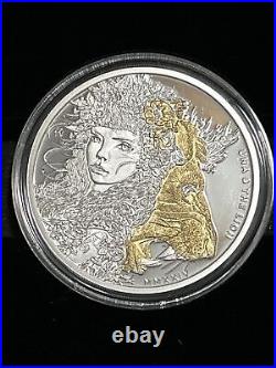 2024 St. Helena Modern Una and The Lion 1oz Silver Gilded 24k Proof Coin In OGP