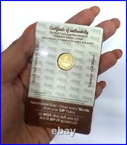 24Kt 995 Purity REAL Gold Round Shape Bullion Bar Seal Pack Certified 1 Grams
