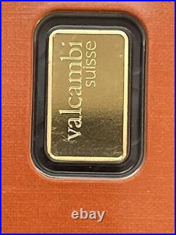 2.5 Gram Gold Bar VALCAMBI Suisse in Mint Assay Serial # AA066515
