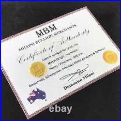 5 Gram 9999 Fine Solid Gold Hand Poured Hallmarked Round Bar Ingot Certified