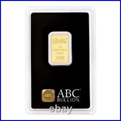5 Grams 999.9 Fine Gold ABC Bullion Minted Tablet Certified Investor Ingot Bar