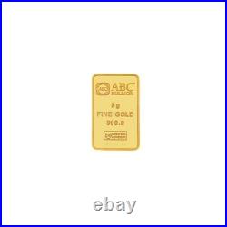 5 Grams 999.9 Fine Gold ABC Bullion Minted Tablet Certified Investor Ingot Bar