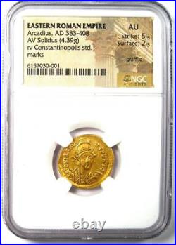 Arcadius AV Solidus Gold Ancient Roman Gold Coin 383-408 AD Certified NGC AU