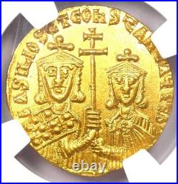 Basil I and Constantine AV Solidus Gold Christ Coin 868 AD. Certified NGC MS UNC