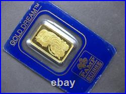 Certified Classic 24kt Yellow Gold Pamp Suisse 5.0 Gram Bar Coin #27968