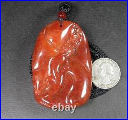 Certified Red 100% Natural A Jade jadeite Pendant Gold Fish Money Coin 401981