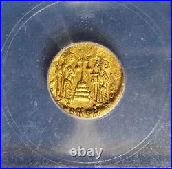 Constantine IV AV Solidus Gold Byzantine Coin 668-685 AD Certified ICG AU55
