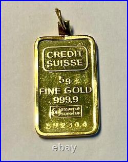 Credit Suisse Zurich Valcambi 5.777 gram 24k Gold. 9999 With Assay Certified COA