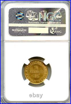 Finland 1913 Gold 10 Markkaa, Certified by NGC as Brilliant Uncirculated