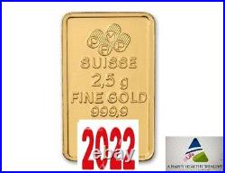 GOLD 1 x 2.5 Gram Bullion. 999 ROSA Pamp Suisse in Blister +Certified number