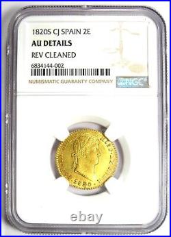 Gold 1820 Spain Ferdinand VII 2 Escudos Gold Coin 2E Certified NGC AU Details