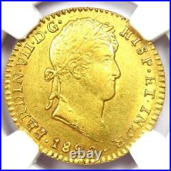 Gold 1820 Spain Ferdinand VII 2 Escudos Gold Coin 2E Certified NGC AU Details