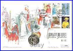 Isle of Man and Guernsey Silver Coin First Day Cover Queen's Golden Jubilee