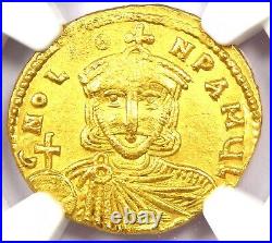 Leo III and Constantine V AV Solidus Gold Coin 720-740 AD Certified NGC MS UNC