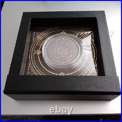 NIUE 2023 2oz. 999 SILVER GOLD PLATED `BEE` COIN WITH AMBER INSERT IN DISPLAY BOX