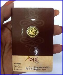 REAL Gold Round Shape Bullion Bar Seal Pack Certified 1 Grams 24Kt 995 Purity