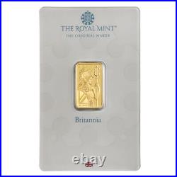 Royal Mint Britannia Minted 5 Gram 999.9 Solid Gold Tablet Certified Investor In