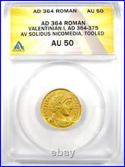 Valentinian I Gold AV Solidus Gold Roman Coin 364 AD Certified ANACS AU50