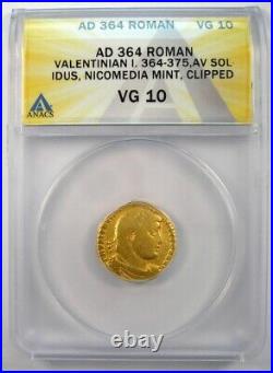 Valentinian I Gold AV Solidus Gold Roman Coin 364 AD Certified ANACS VG10